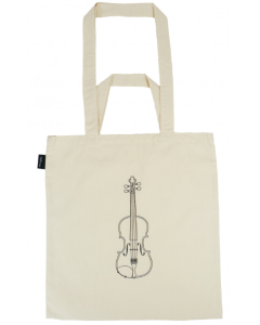 Shopper con violino ricamato, manici lunghi