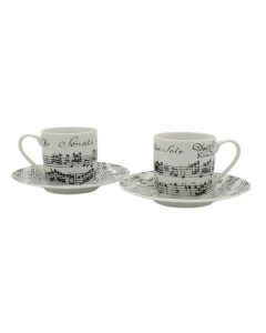 Set di due tazzine da caffè in porcellana con piattino