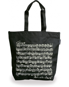 Shopper nero con spartito in cotone