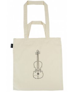 Shopper con violino ricamato, manici lunghi