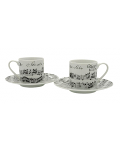 Set di due tazzine da caffè in porcellana con piattino