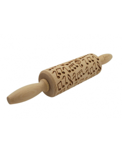 Mattarello in legno con stampa di simboli musicali 