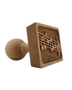 Stampino in legno per biscotti con pentagramma e note in rilievo