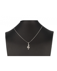 Ciondolo con chiave di violino in argento con zirconi e catenina